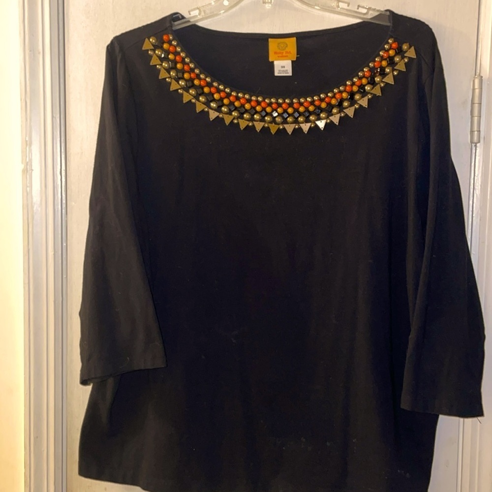 Ruby Rd woman black 3/4 sleeve blouse​​​